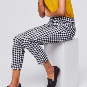LOFT Black/ White Checked Cropped Riviera Pant - Size 4